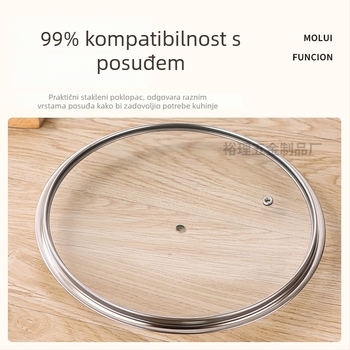 T-oblik poklop od temperiranog stakla, otporan na visoke temperature, univerzalni poklopac za lonce za juhu, tave i wok