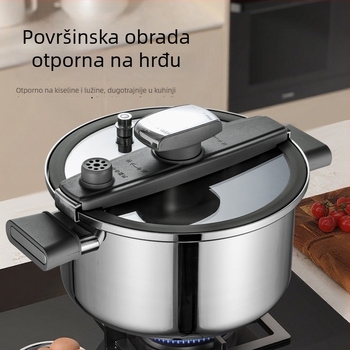 Titanski mikro tlak lonac, bez premaza, kuhinjska posuda za juhe i gulaš, trostruko dno, stakleni poklopac s kopčanjem