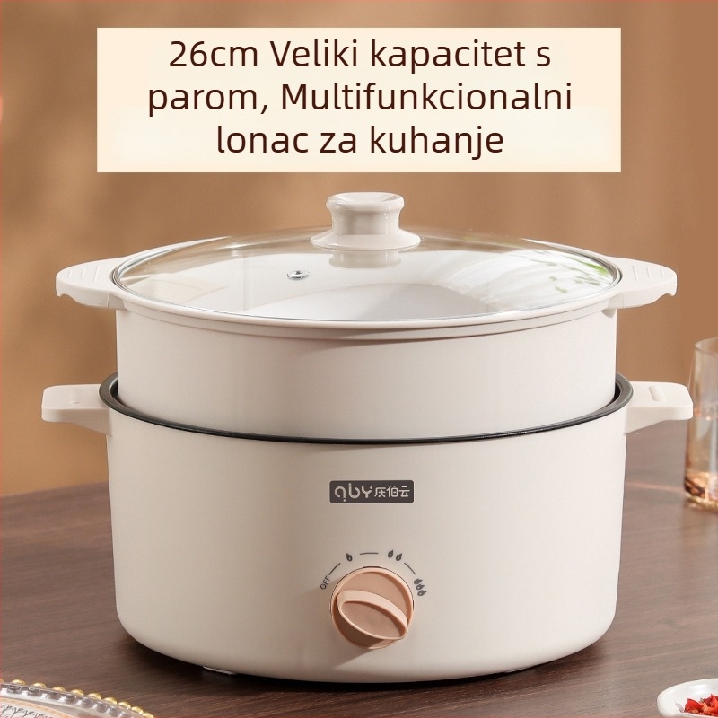 3.6L višenamjenski lonac s parnom košarom, velik kapacitet: para, kuhanje, prženje i dinstanje, za kućnu uporabu, s neprijanjajućim unutarnjim dnom