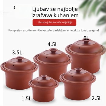 Univerzalni električni lonac za gulaš set s unutarnjim posudom od ljubičaste glinene, keramičkim unutarnjim posudom i bijelim porcelinskim poklopcem, kapacitet 1,5–6,0 L