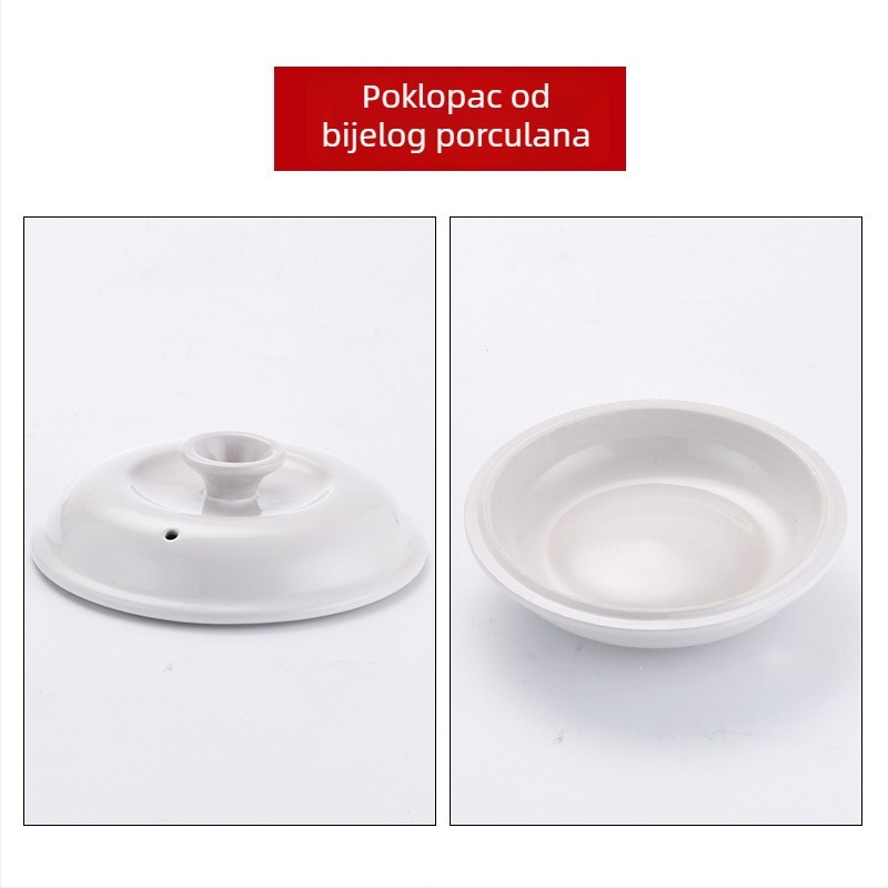 Univerzalni električni lonac za gulaš set s unutarnjim posudom od ljubičaste glinene, keramičkim unutarnjim posudom i bijelim porcelinskim poklopcem, kapacitet 1,5–6,0 L