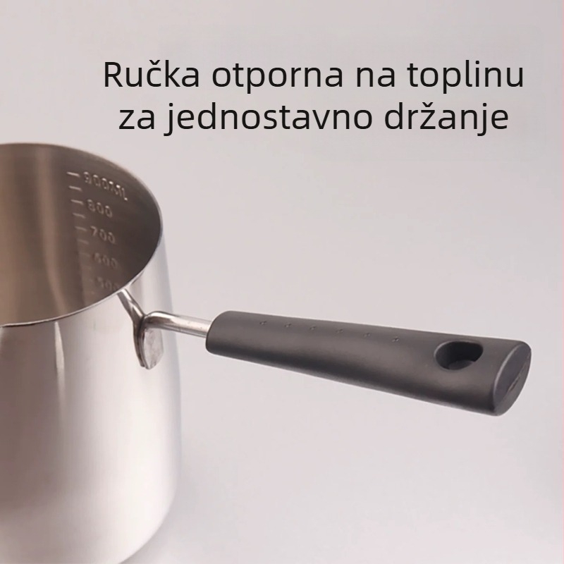 Čaša za latte art od nehrđajućeg čelika 304 sa mjernom skalom, zaštita od opeklina pri vrućem mlijeku, debela mini posudica za mlijeko, sprječava preljevanje