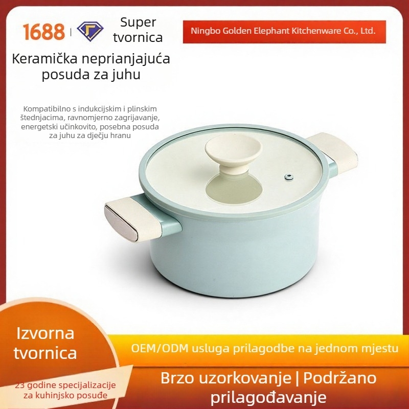 Novi model keramički neprijanjajući lonac za dječju hranu i juhe, višenamjenski lonac za grijanje mlijeka za jednu osobu