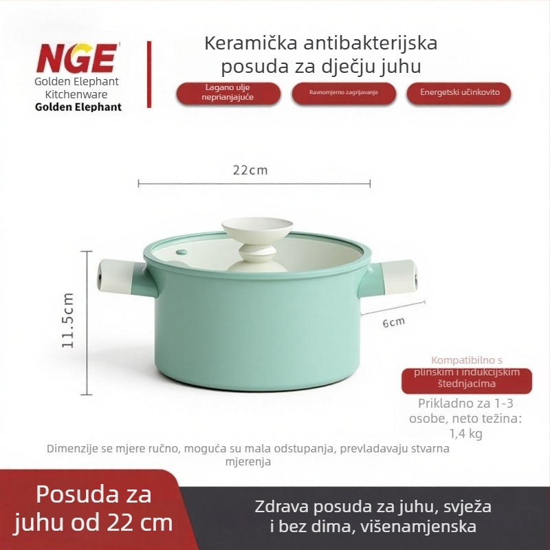 Novi model keramički neprijanjajući lonac za dječju hranu i juhe, višenamjenski lonac za grijanje mlijeka za jednu osobu