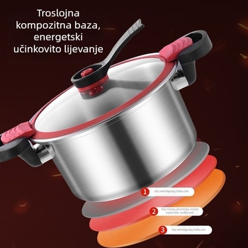 Novi nehrđajući čelični lonac pod tlak, višenamjenski kuhinjski lonac za juhe, kompatibilan s indukcijskom pločom i plinskim štednjakom, veliki kapacitet.