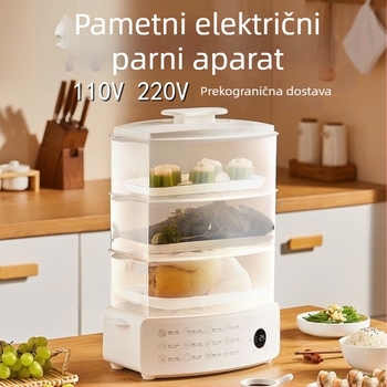 Električni parni lonac, tri etaže, 12 L kapaciteta, automatsko isključivanje