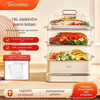 Kućni električni parni lonac, tri sloja, višenamjenski, automatsko isključivanje, inteligentno brzo kuhanje na paru