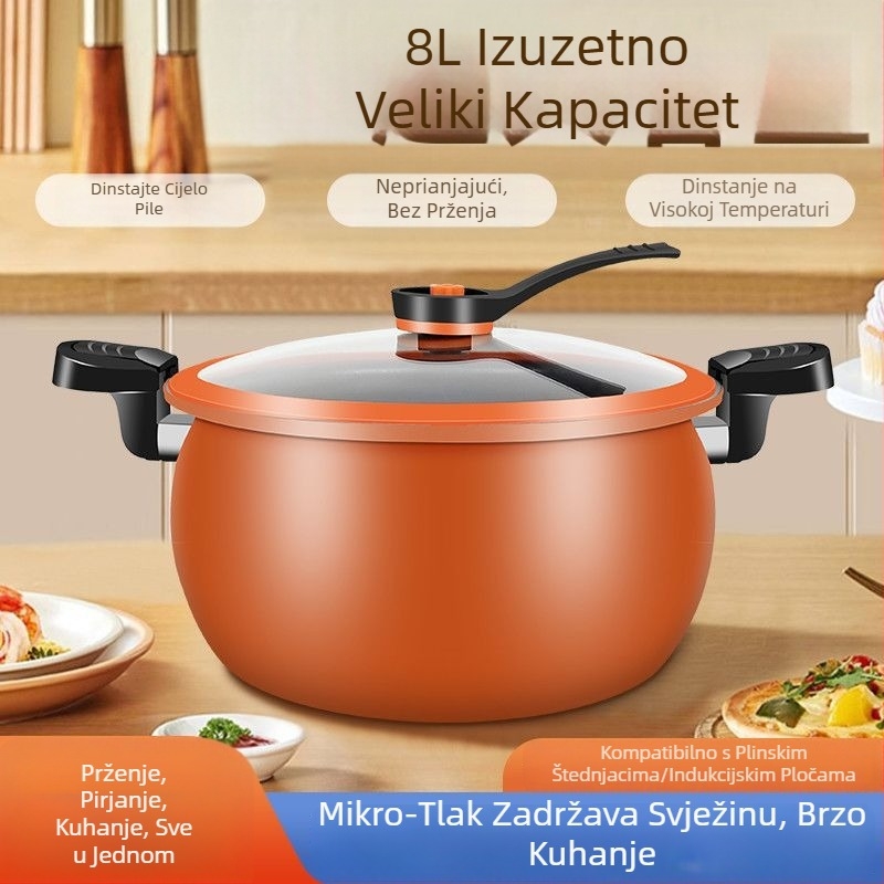 Fatpan Višefunkcionalni lonac velike kapacitete za juhe i dinstanje, neprijanjajuća površina, lonac pod pritiskom, pogodan za plinski štednjak