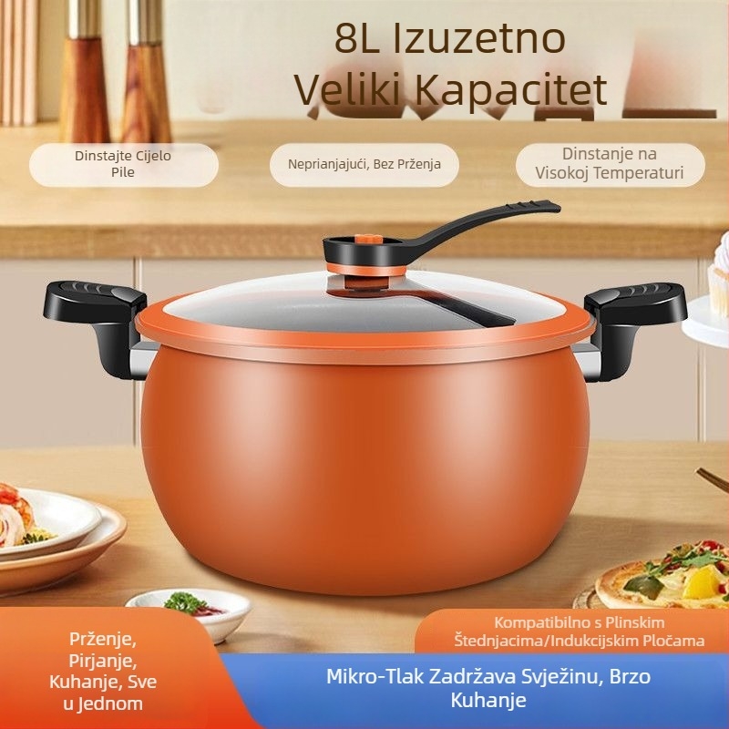 Fatpan Višefunkcionalni lonac velike kapacitete za juhe i dinstanje, neprijanjajuća površina, lonac pod pritiskom, pogodan za plinski štednjak