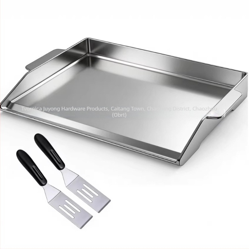Tols lijevano željezo grill tava s ravnim dnom i visokim rubovima, vanjska roštiljska ploča, velika tava za meso, pribor za roštilj
