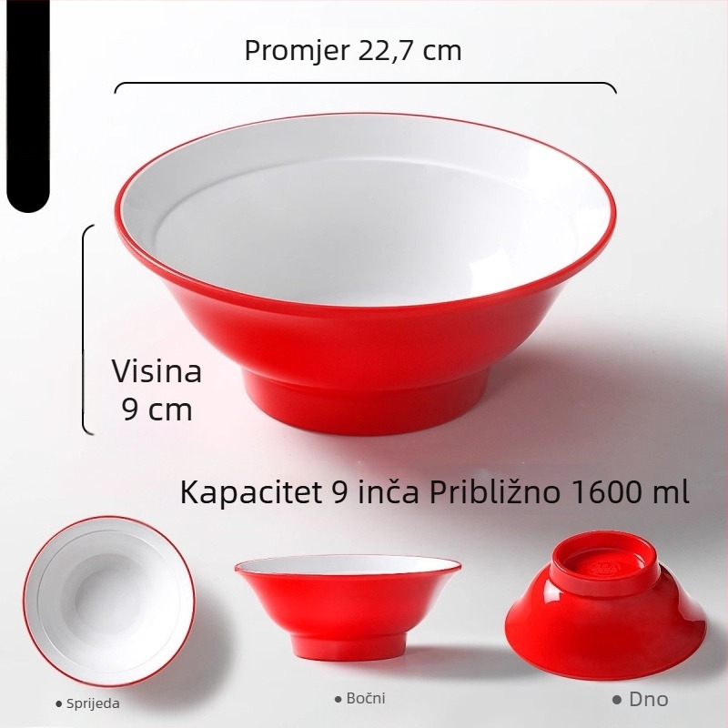 melaminska zdjela za rezance, komercijalne klase, debela zdjela za juhu, pogodna za restorane s rezancima