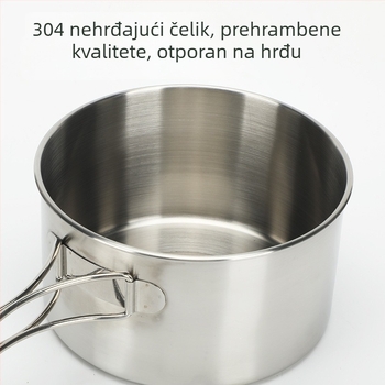 Prijenosni set posuđa od nehrđajućeg čelika za kampiranje, 3-dijelni, višenamjenski kuhinjski set