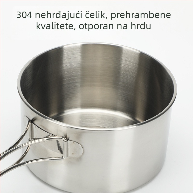 Prijenosni set posuđa od nehrđajućeg čelika za kampiranje, 3-dijelni, višenamjenski kuhinjski set