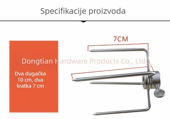 Vilica za roštilj od nehrđajućeg čelika 304, višenamjenska četverozubna okretna vilica za vanjsku pripremu roštilja