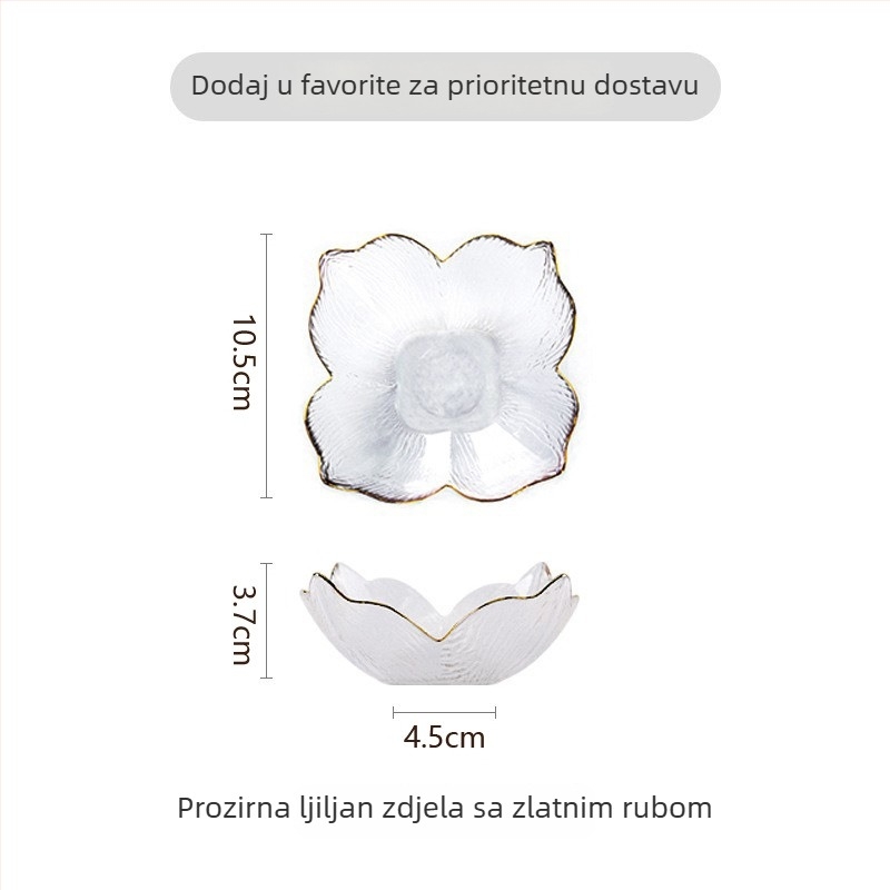 Nova staklena zdjela s pozlaćenim rubom, oblik ljilana s laticama, zdjela s ribljom repom, jantarno staklo s motivom drveta, pogodna za voće i salate u dnevnom boravku.