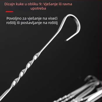 Bez magnetskih nehrđajućih čeličnih okruglih štapića za roštilj, duljine 38 cm, širine 4,5 cm, set od 144 komada
