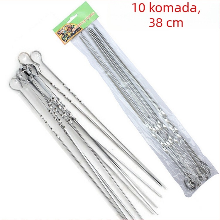 Bez magnetskih nehrđajućih čeličnih okruglih štapića za roštilj, duljine 38 cm, širine 4,5 cm, set od 144 komada