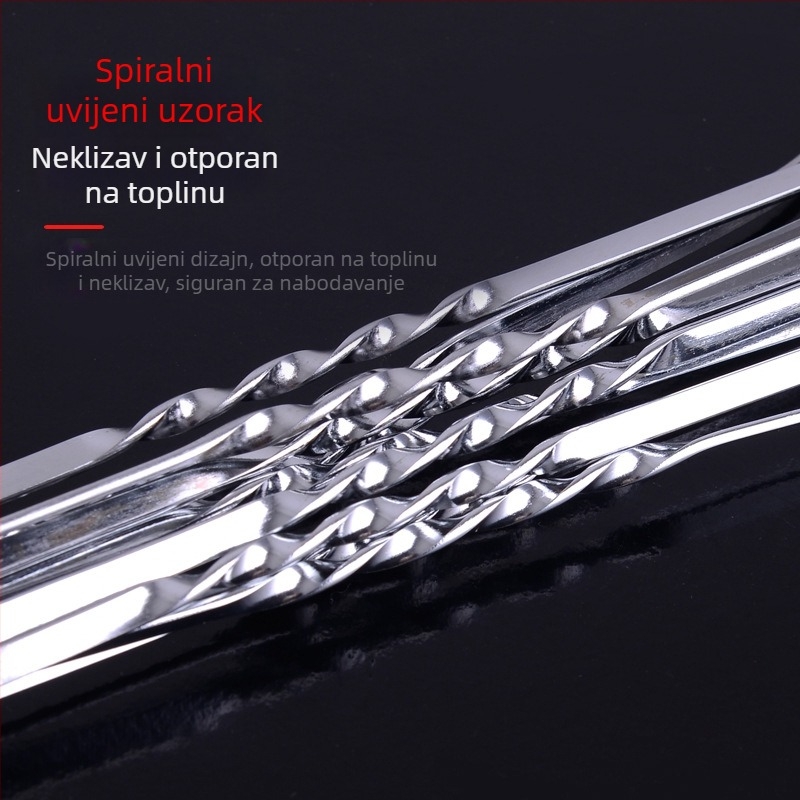 Bez magnetskih nehrđajućih čeličnih okruglih štapića za roštilj, duljine 38 cm, širine 4,5 cm, set od 144 komada