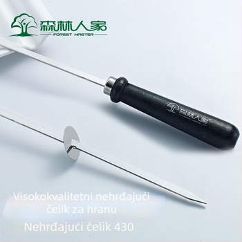 Nerđajući čelični ražnjići za roštilj s drvenom drškom, oko 50 cm