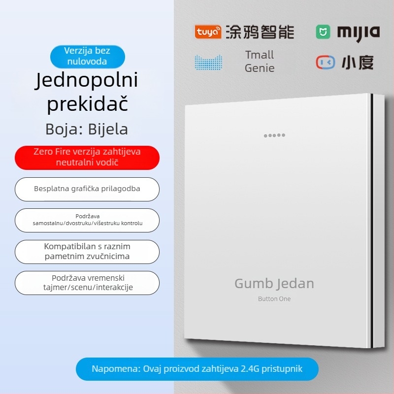2.4G bežični Bluetooth Mesh pametni prekidač panel za hotele i smještajne objekte uz glasovno upravljanje