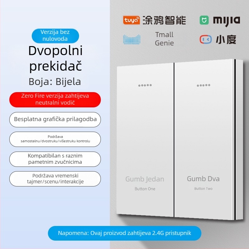 2.4G bežični Bluetooth Mesh pametni prekidač panel za hotele i smještajne objekte uz glasovno upravljanje
