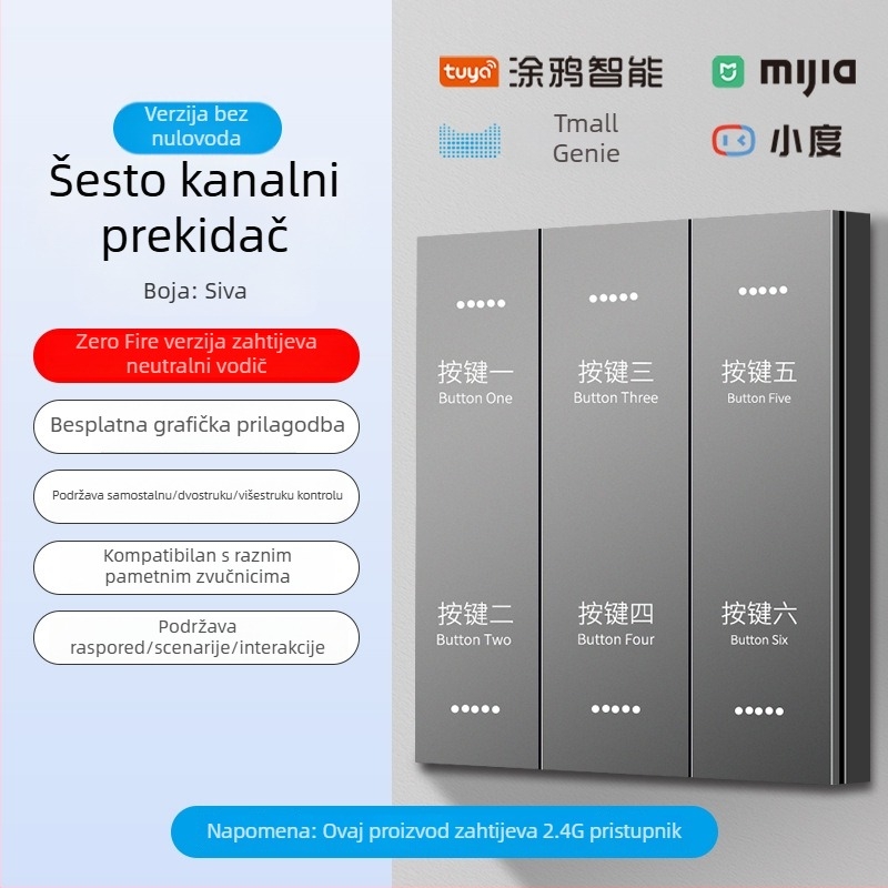 2.4G bežični Bluetooth Mesh pametni prekidač panel za hotele i smještajne objekte uz glasovno upravljanje