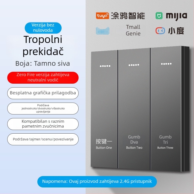 2.4G bežični Bluetooth Mesh pametni prekidač panel za hotele i smještajne objekte uz glasovno upravljanje