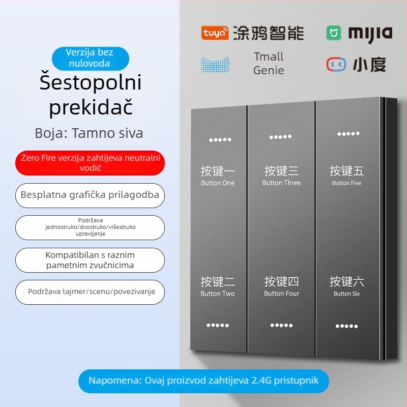 2.4G bežični Bluetooth Mesh pametni prekidač panel za hotele i smještajne objekte uz glasovno upravljanje