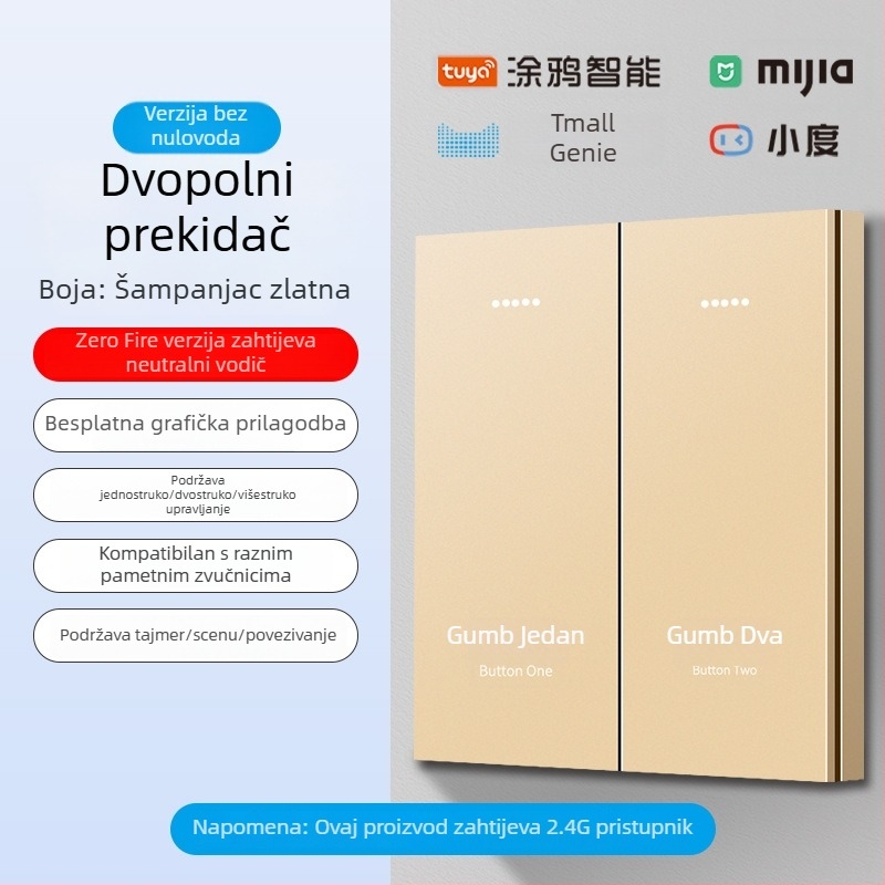 2.4G bežični Bluetooth Mesh pametni prekidač panel za hotele i smještajne objekte uz glasovno upravljanje