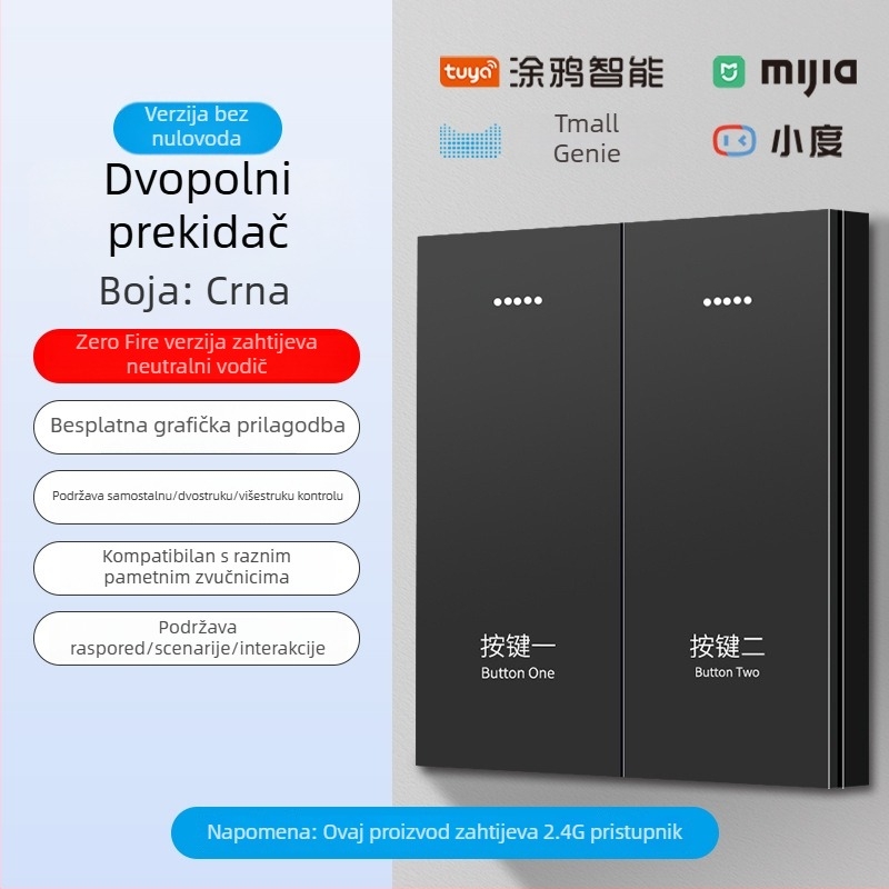 2.4G bežični Bluetooth Mesh pametni prekidač panel za hotele i smještajne objekte uz glasovno upravljanje