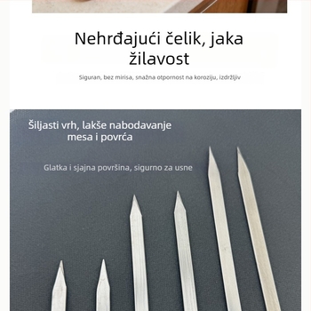 Prilagođeni roštiljski ražnjići s drvenom drškom, nehrđajući plosnati ražnjići, veliki ražnjići za jagnjetinu