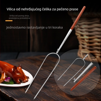 Nehrđajući čelična vilica za mlado prase, odvojiva vilica za roštilj, U-oblik vilice za pečenje prasića i janjetine