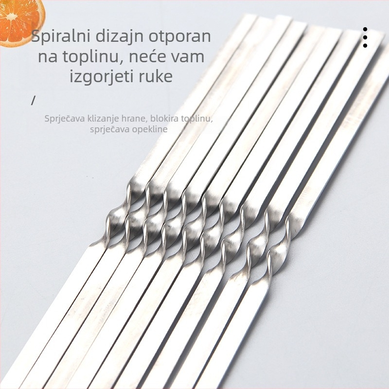 Prilagođeni ekstra debeli nehrđajući čelični ražnjići za roštilj, okrugli ražnjići, ražnjići od jagnjetine