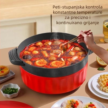 Višefunkcijski električni lonac u korejskom stilu – neprelijev, sve-u-jednom za kuhanje u loncu, Shabu-Shabu i wok; para, prženje, kuhanje, dinstanje; kapacitet 6 L ili više; pogodno za 1–2 osobe