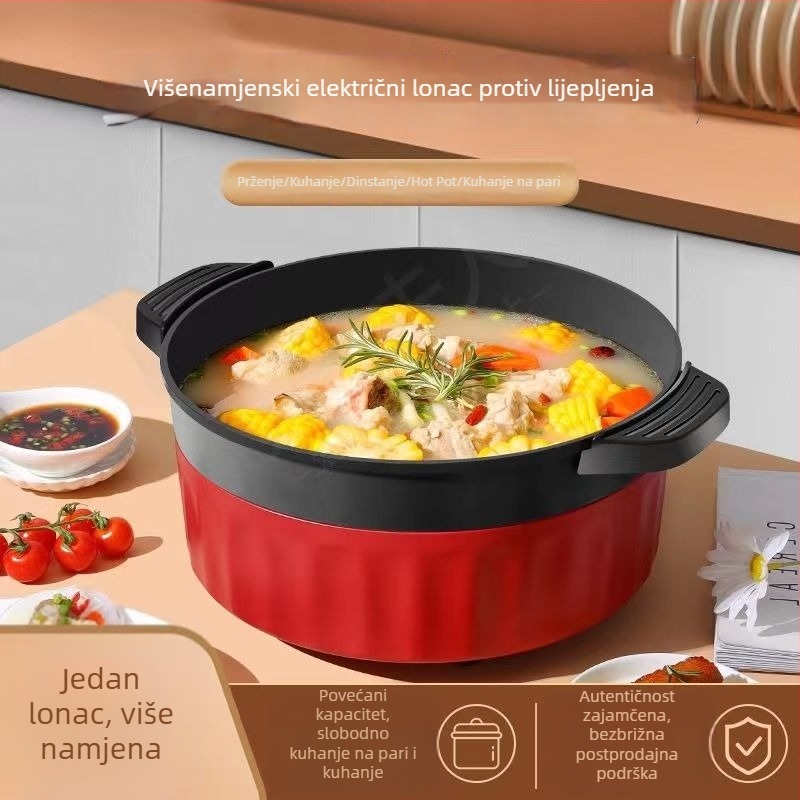 Višefunkcijski električni lonac u korejskom stilu – neprelijev, sve-u-jednom za kuhanje u loncu, Shabu-Shabu i wok; para, prženje, kuhanje, dinstanje; kapacitet 6 L ili više; pogodno za 1–2 osobe