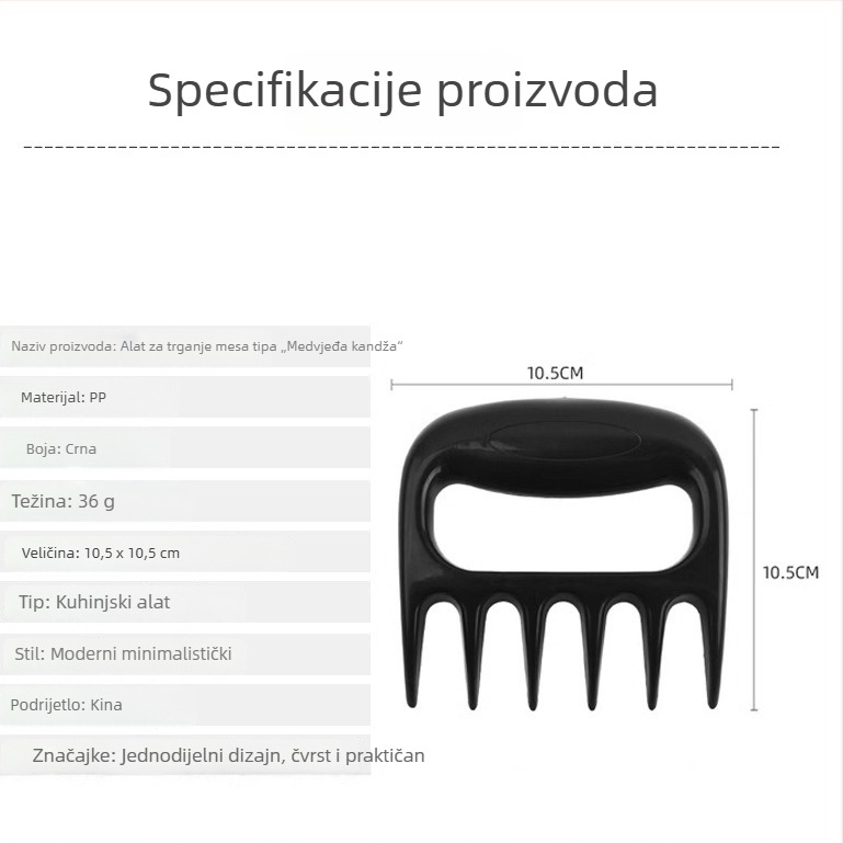 Vilica za odvajanje mesa i drobljenje za roštilj, Bear Claw stil