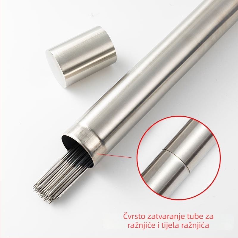 Set za roštilj od nehrđajućeg čelika s kutijom za pohranu — ražnjići, igle za pečenje i vilice