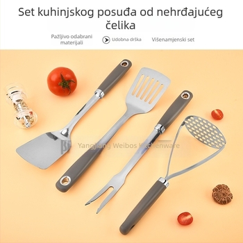 Nehrđajući set kuhinjskih alata: lopatica, žlica, cjedilo i alat za tjesteninu – materijali sigurni za hranu