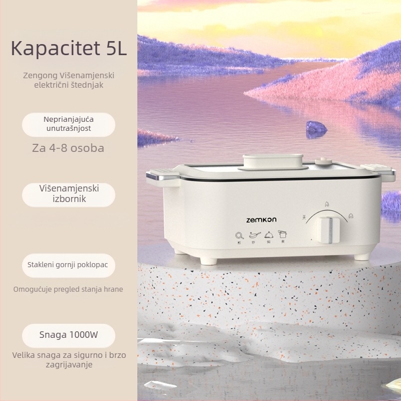 OEM prilagođeni 5L električni lonac za kućnu upotrebu, sve-u-jednom wok, ne-prijanjajući, višefunkcionalni lonac za 3-4 porcije