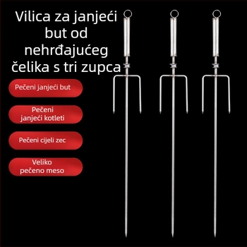 Dugačka nehrđajuća čelična vilica za roštilj za janjetinu i kebabe