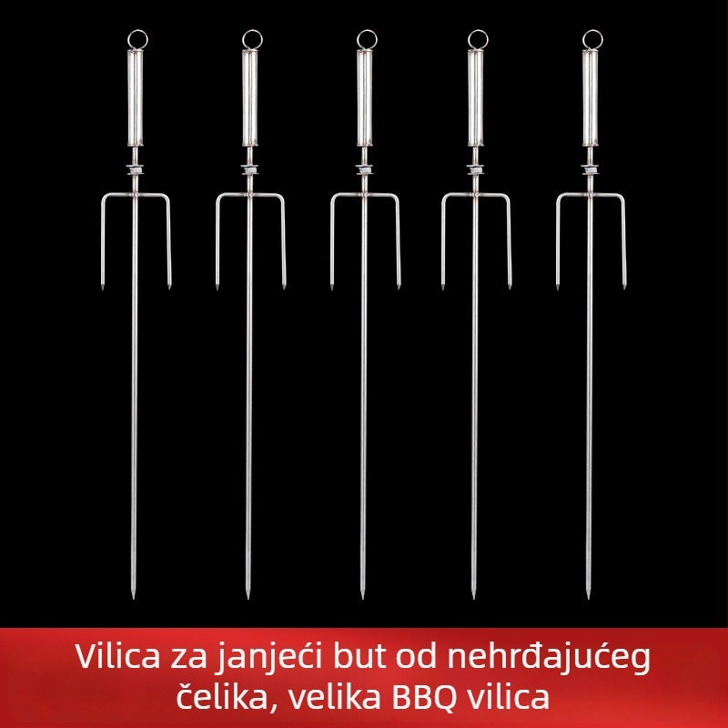 Dugačka nehrđajuća čelična vilica za roštilj za janjetinu i kebabe