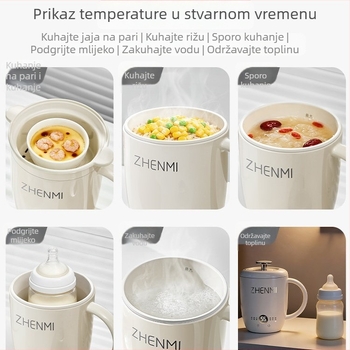 Zhenmi prenosni lonac za bebinu hranu, mini električni lonac za kuhanje na pari, višenamjenski mali parni lonac