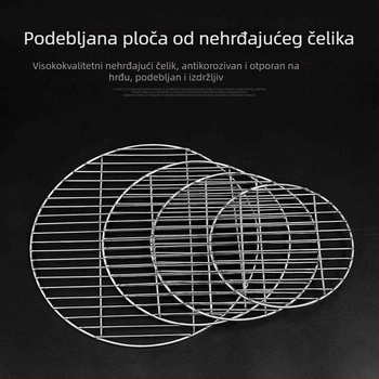 Okrugla rešetka od nehrđajućeg čelika za roštilj – debela, čvrsta konstrukcija za pečeno, kuhano i dimljeno meso