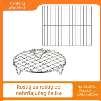 Nehrđajući čelik – pravokutna žičana mreža za roštilj i prijenosna okrugla mreža za vanjsku upotrebu