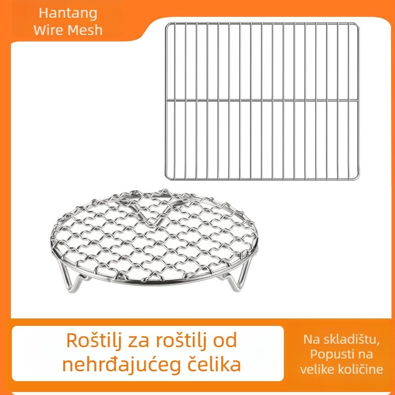 Nehrđajući čelik – pravokutna žičana mreža za roštilj i prijenosna okrugla mreža za vanjsku upotrebu