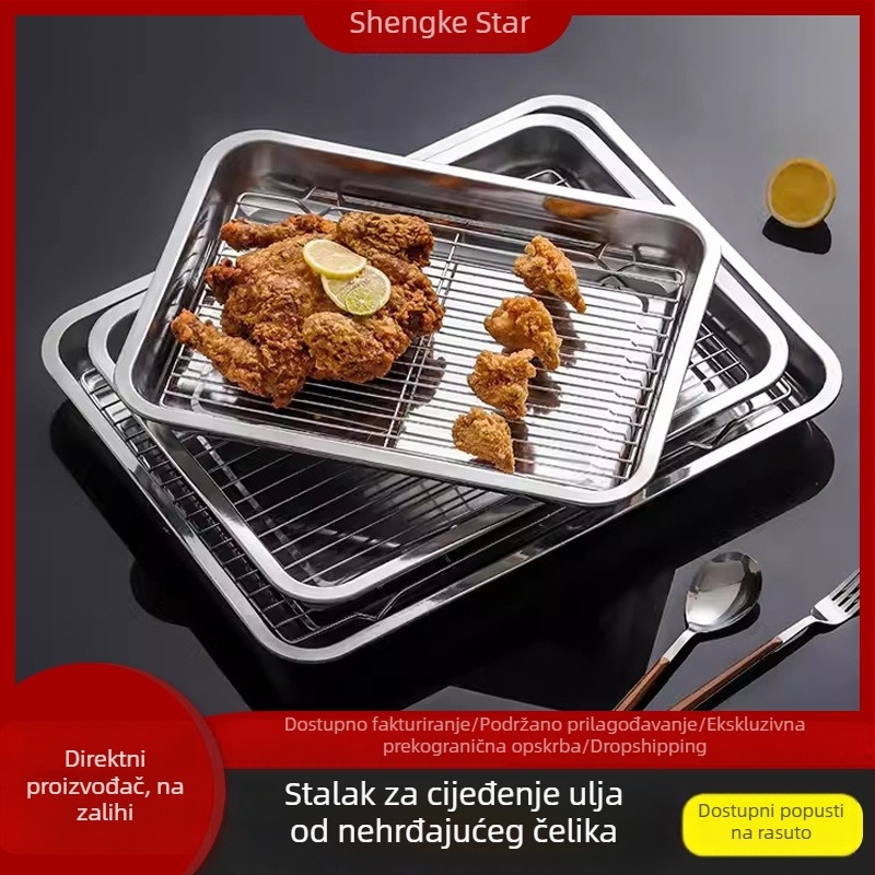 Nehrđajući čelični odvodni stalak i mrežasta posuda za roštilj, pečenje i hlađenje