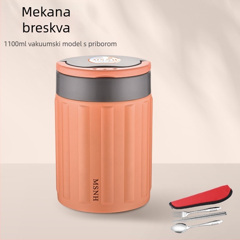 Kutija za ručak od 304 nehrđajućeg čelika s vakuum izolacijom, prenosna Bento kutija, 800–1000 ml, za studente i uredske djelatnike