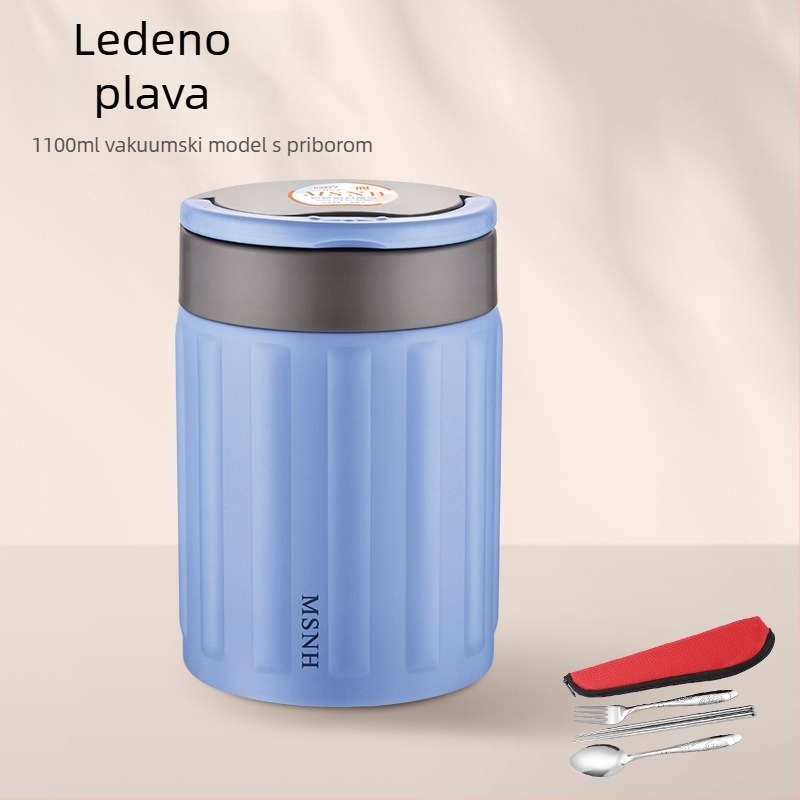 Kutija za ručak od 304 nehrđajućeg čelika s vakuum izolacijom, prenosna Bento kutija, 800–1000 ml, za studente i uredske djelatnike