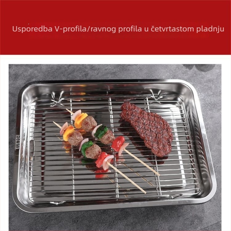 Roštilj mreža od 304 SS s nogicama, mreža i kvadratna ploča za filtriranje – set za pećnicu