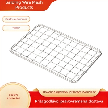 Nehrđajući čelik roštilj mreža, okrugla, za vanjsku upotrebu, mini, povećana i debela mreža za meso i dimljeno meso